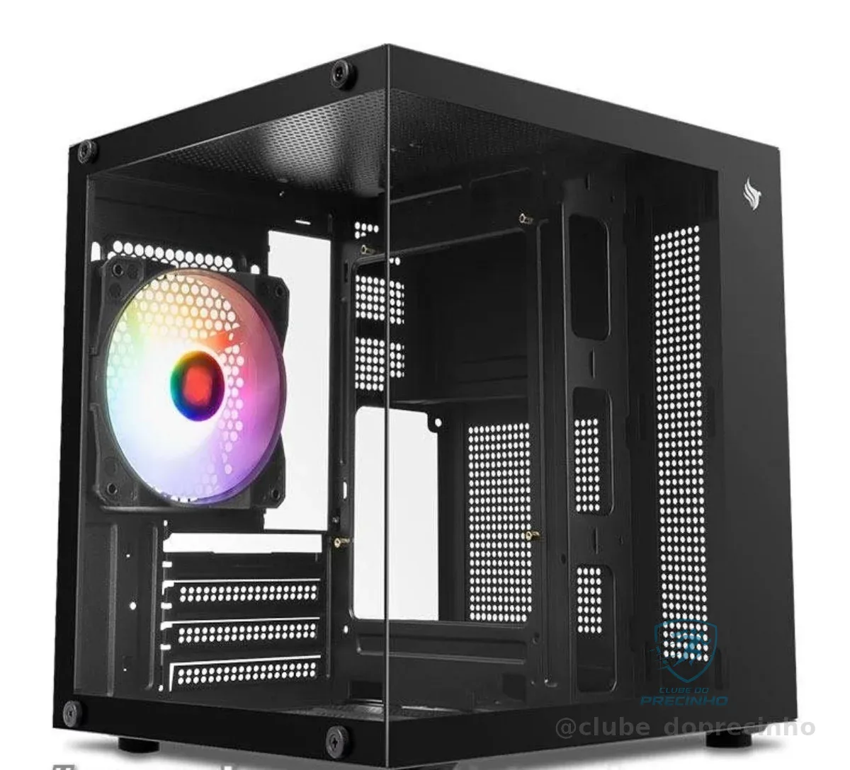 Gabinete Gamer Aquário Pichau Atom, Mini-Tower, Lateral de Vidro, Com 1 Fan, Preto, PG-ATOM-BK