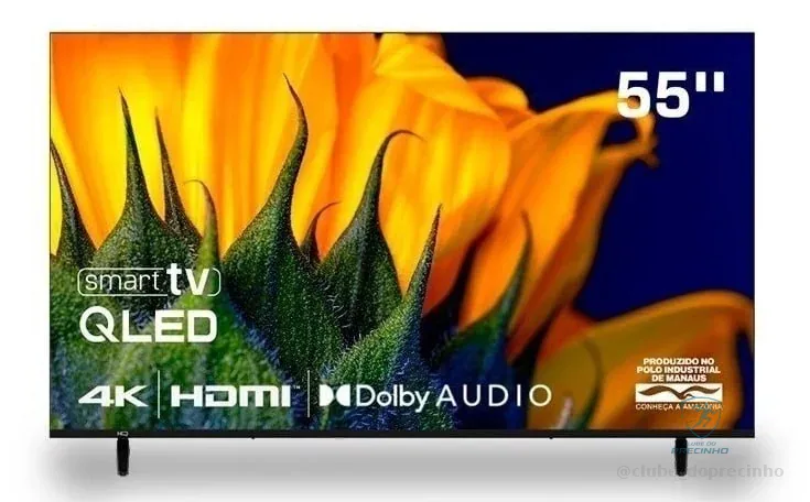 Smart TV HQ QLED 55 Polegadas HQ-QLED55SM 4K Wi-Fi Bluetooth, Apps, Netflix, YouTube e Prime Vídeo