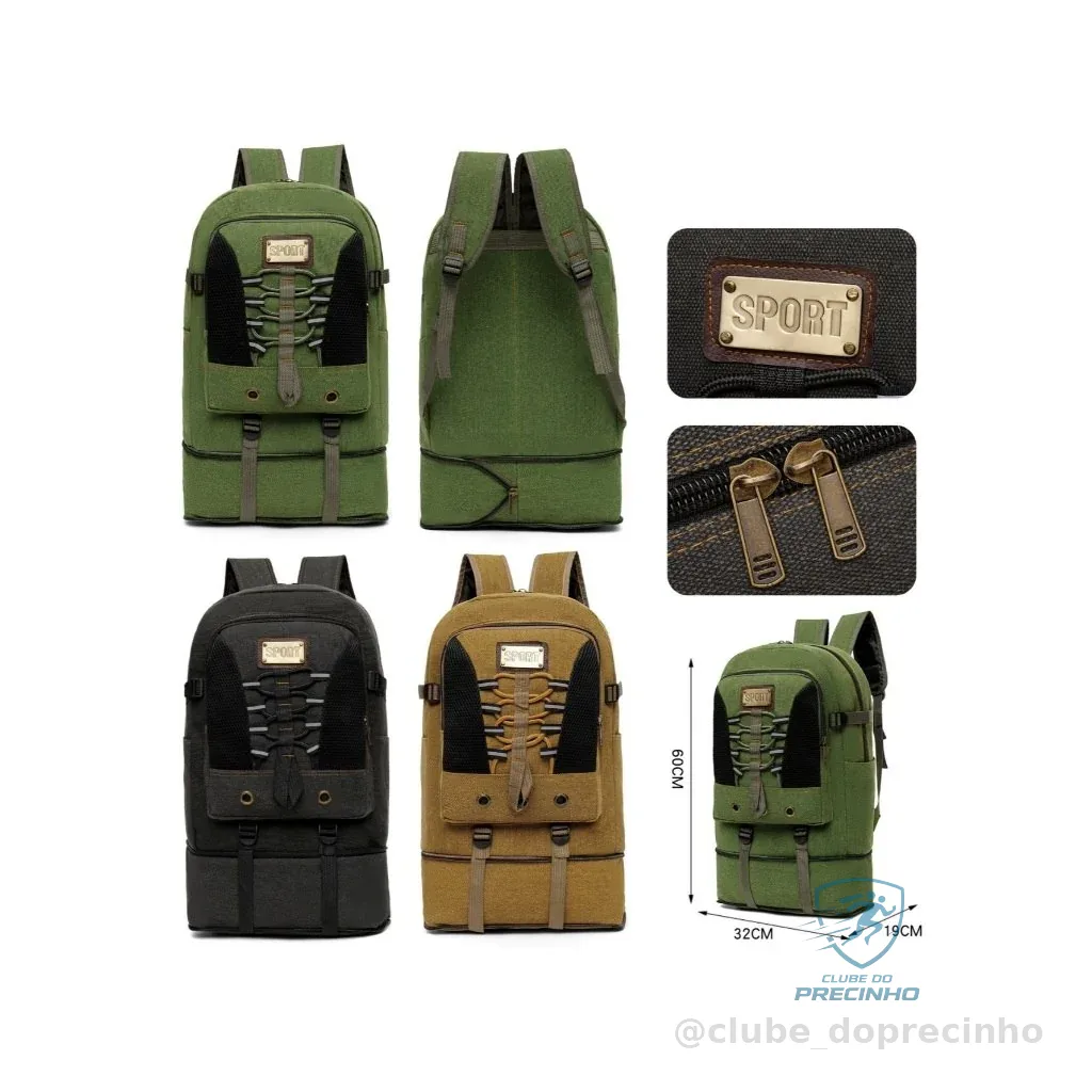 Mochila de lona masculina grande reforçada 50L qualidad resistênte RC-045#