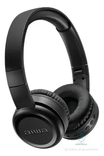Fone De Ouvido Headphone Aiwa Aws-hp-03-b Bluetooth Bateria Com Até 100 Horas De Duração Cor Preto