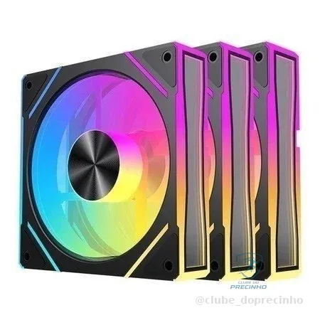 Kit Ventoinhas Acegeek Silverline, ARGB, 3x120mm, Preto, AG-SILVERLINE3X1-BK