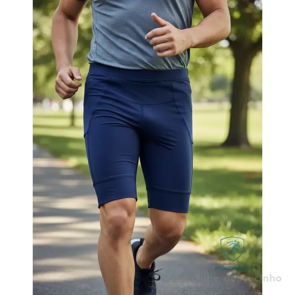 Shorts Compressão Kupaa Masculina Corrida Com Bolsos Azul