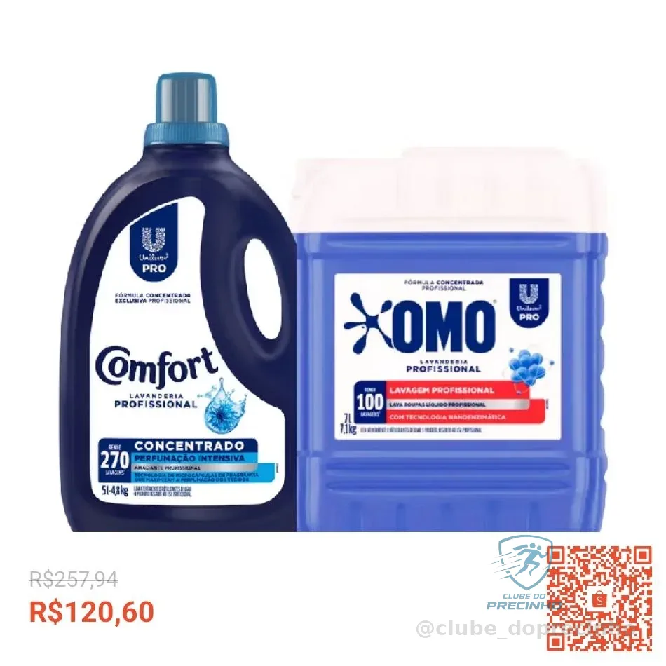 Kit Lava Roupas Lavanderia Pro Omo 7L + Amaciante Comfort 5L