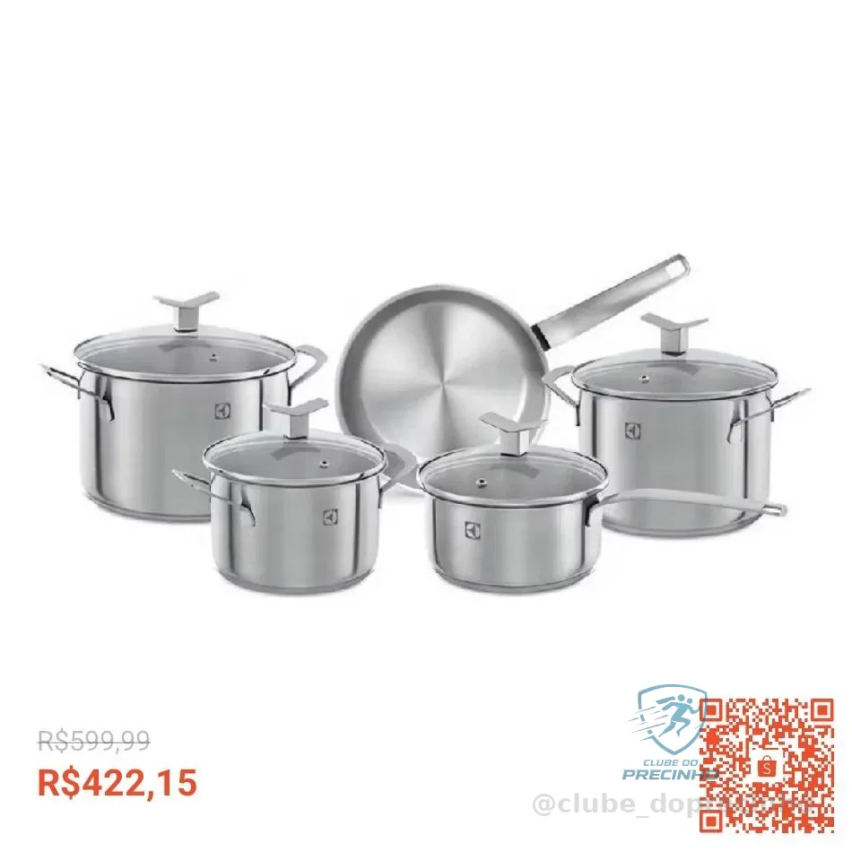 Jogo de Panela Antiaderente Electrolux 5 Peças Conjunto de Panelas Antiaderente Kit Panela
