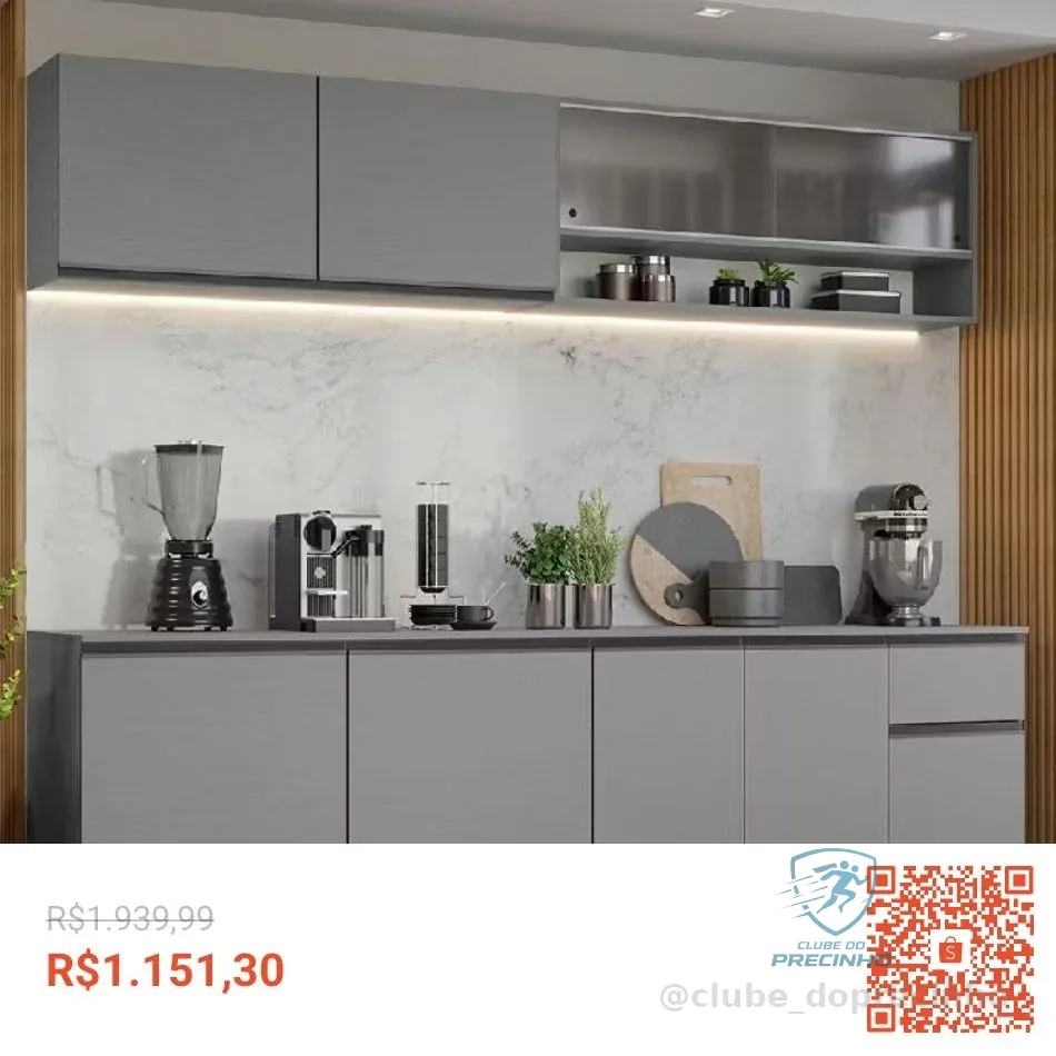 Armário de Cozinha Completa 240 cm Suspenso Nice Madesa 04