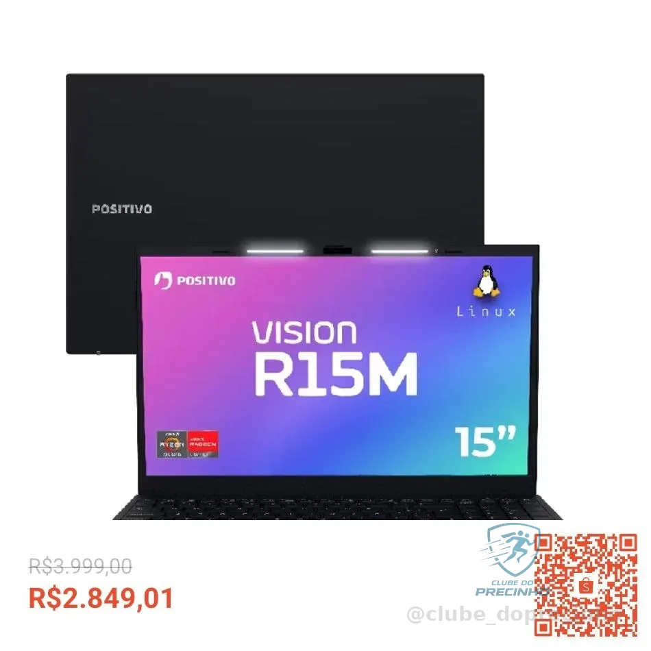Notebook Vision R15M Ryzen 7-5825U Linux 8GB RAM 256GB SSD Wi-Fi 6 IPS - Positivo AMD