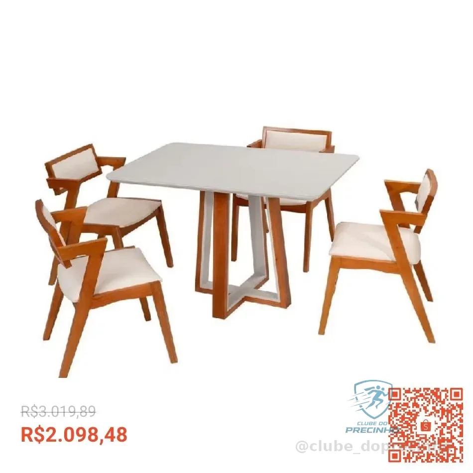 Conjunto Mesa Viena com 4 Cadeiras Madeira Maciça e Estofada Ímola Espresso Móveis