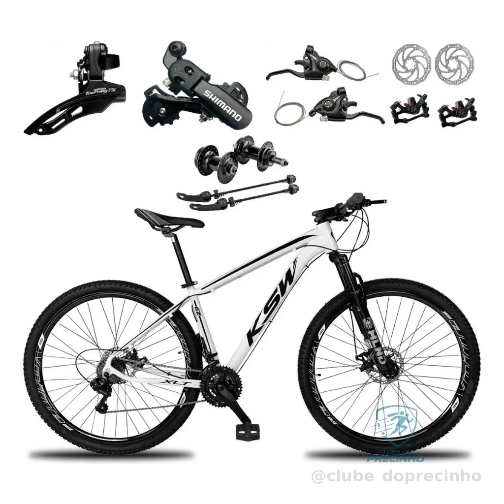 BICICLETA ARO 29 KSW XLT 21 MARCHAS SHIMANO FREIOS A DISCO QUADRO 17 BRANCA