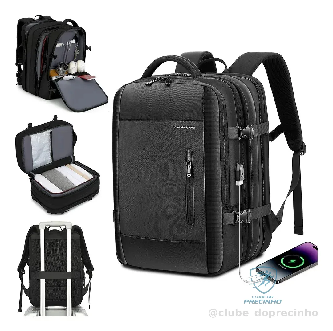 Mochila de Viagem Romantic Crown Expansível 30-42L Porta USB para Notebook 17.3'' Mercado Livre