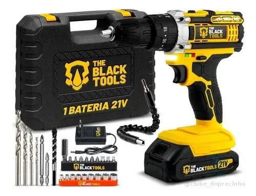 Parafusadeira E Furadeira Impacto The Black Tools Tb-21pw 3/8 Cor Amarelo Frequência 50/60 Hz 127/220v 60hz