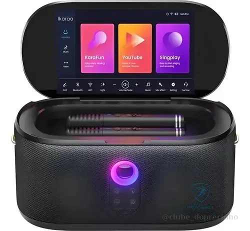 Caixa De Som Joog Shell S1 Karaokê Bluetooth 180w Tela 8 Wi-fi Preto 127/220v