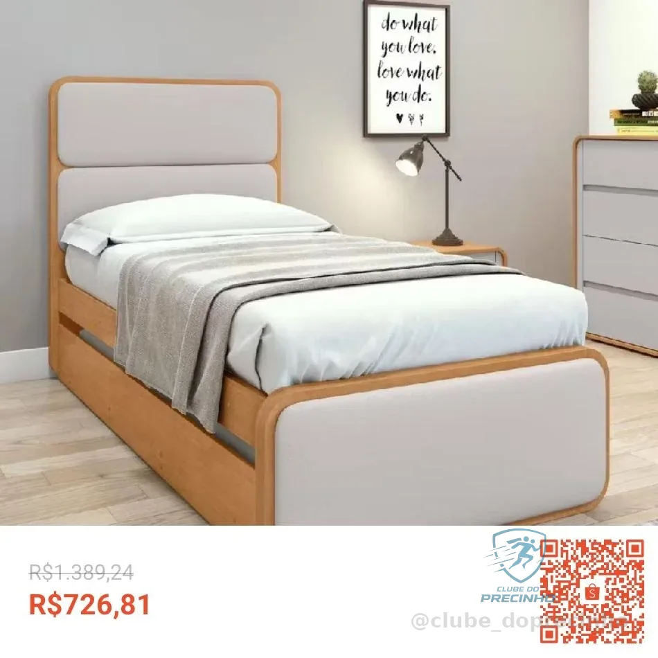 Cama Solteiro Easy Like com Cama Auxiliar Tec Corano Bege/Amêndoa Clean