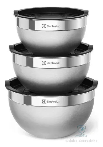 Conjunto Bowls Tigelas Inox Com Tampa Plástica - Electrolux