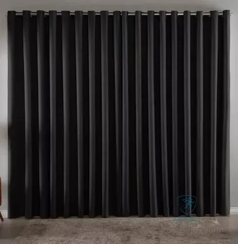 Cortina Blackout Em Tecido 3,00x2,80 Corta Luz Cor Preta Preto