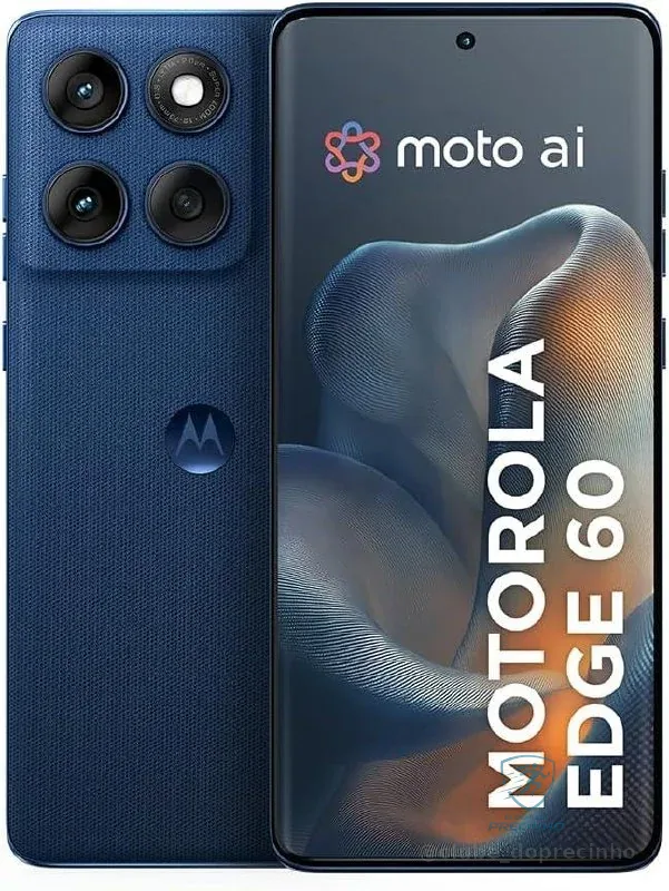 Smartphone Motorola Edge 60 5G - 512GB 24GB (12GB RAM+12GB Ram Boost) Tela Quad-Curve moto AI 50MP Sony Camera ultrarresistencia militar IP68 + IP69 - Azul Marinho