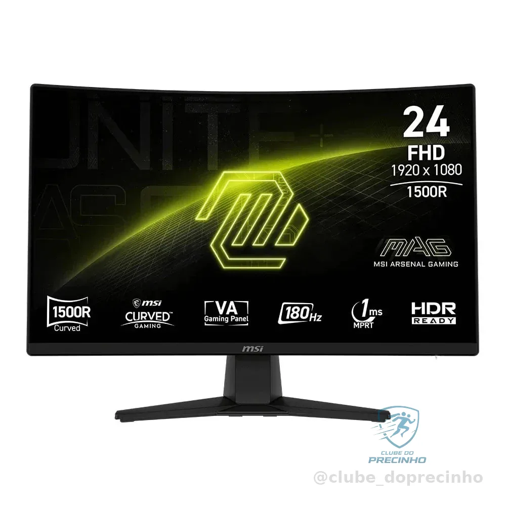Monitor Gamer MSI Curvo Mag 242C, 23.6'', Full HD, 180Hz Shopee
