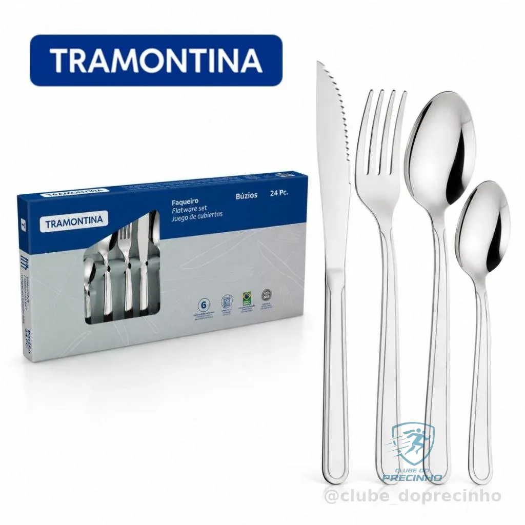 Kit Conjunto Jogo De Faqueiro Búzios 24 Peças Aço Inox Tramontina