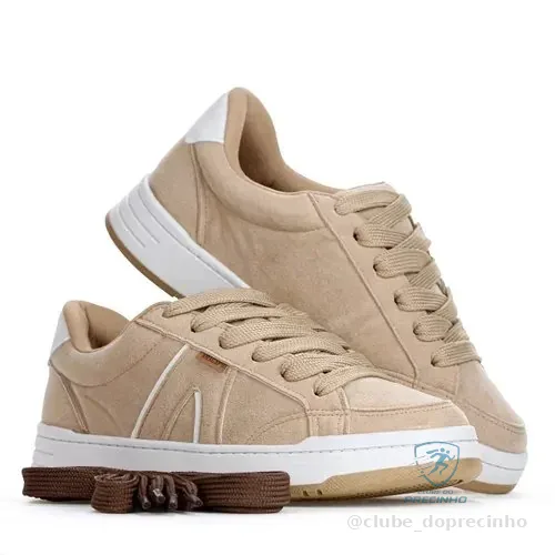 Tênis Anacapri A'26 Casual Feminino Original Urbano Leve Bege 34 Br