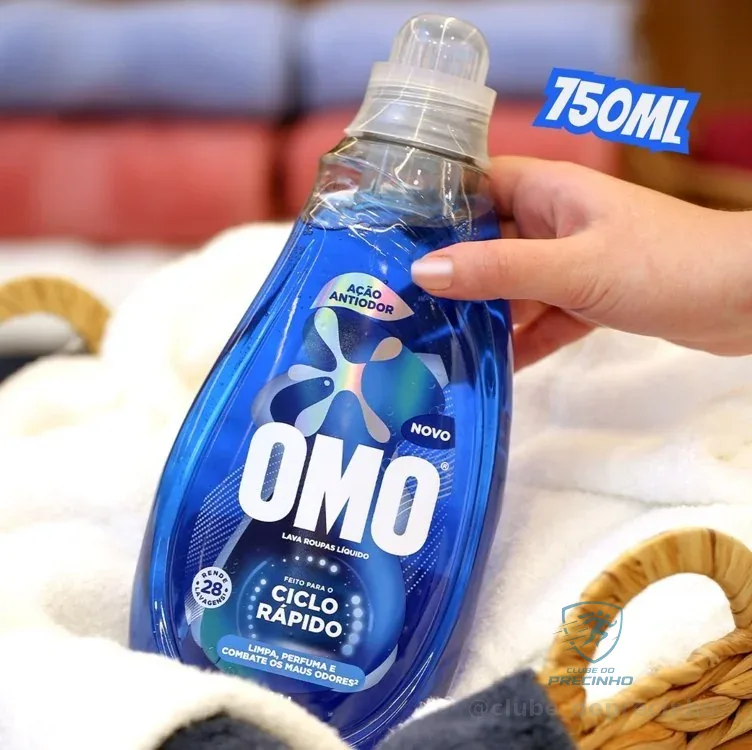 Lava-Roupas Líquido Omo Ciclo Rápido Ação Antiodor Frasco 750ml