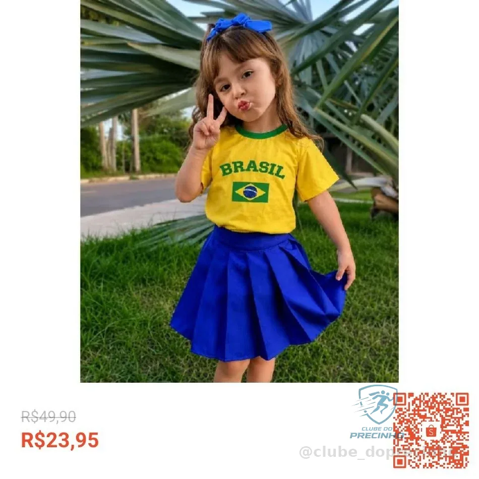camiseta Infantil Brasil Verde e Amarela Estampa Brasil Camiseta Casual Confortável Torcida Copa