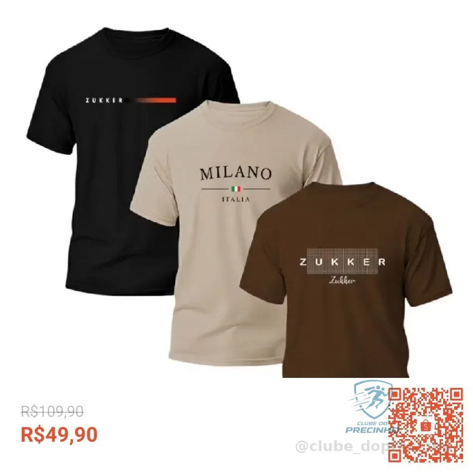 Kit 3 Camiseta Masculina Camisa 100% Algodão Blusa Confortável Oferta Envio Imediato