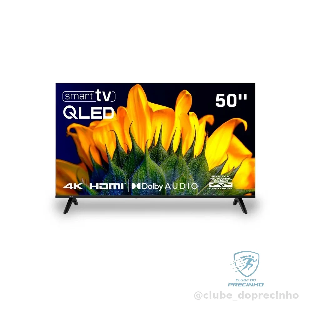Smart TV HQ QLED 50 Polegadas HQ-QLED50SM 4K Wi-Fi Bluetooth, Dolby Audio, Apps, Netflix, YouTube e Prime Video, 3 HDMI