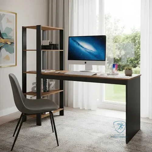 Escrivaninha Art Panta Artemis Mdp De 120cm X 135cm X 47cm Canela Rústico/preto