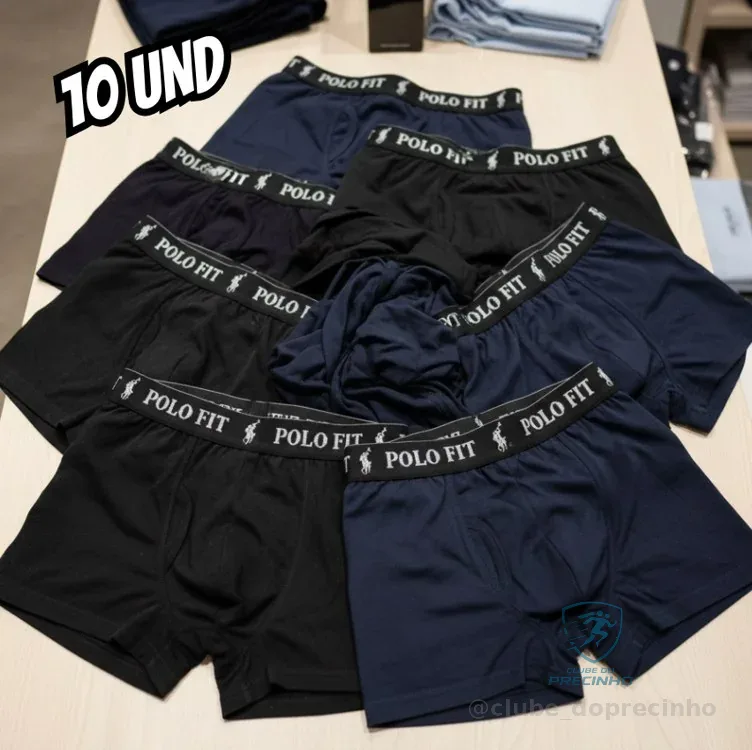 Kit 10 Cuecas Polo Fit Boxer Box Algodão Original Promoção Mercado Livre