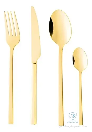 Faqueiro 24 Peças De Aço Inox Firenze Dourado Wolff
