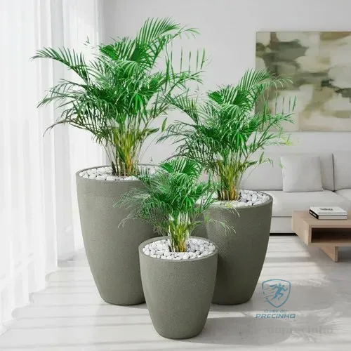 Kit 3 Vasos Plantas Flores Decorativo Grande Alto Escovado Cimento