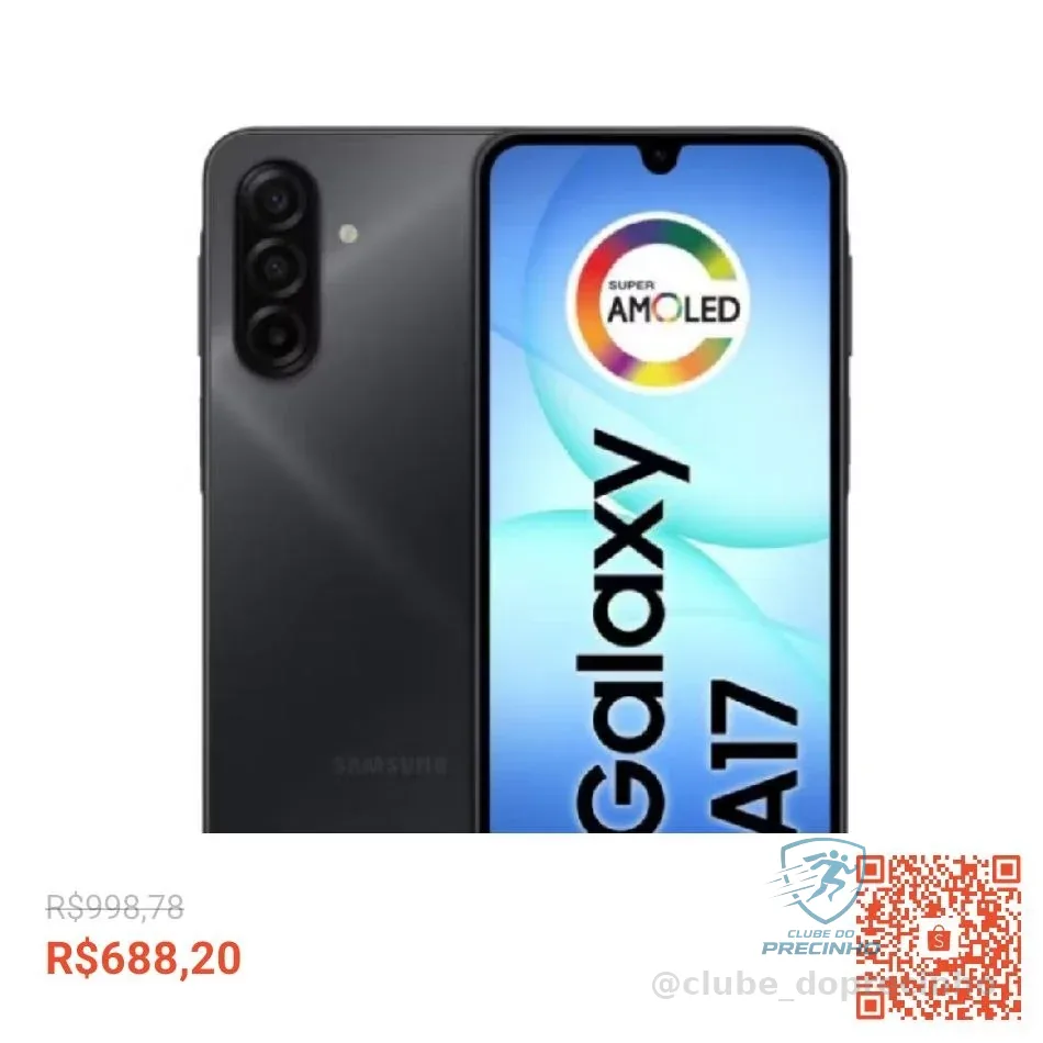 Celular Galaxy A17 4GB Tela 6.7 128GB Super AMOLED Câmera Tripla 50MP Samsung