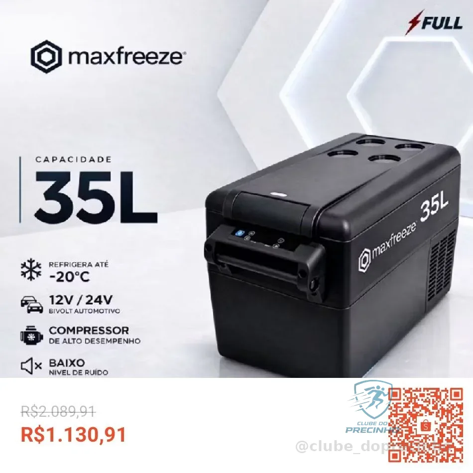 Mini Geladeira Portátil 35 Litros 12V/24V 110V/220V Automotivo Caminhão Ônibus Van Carro Camping