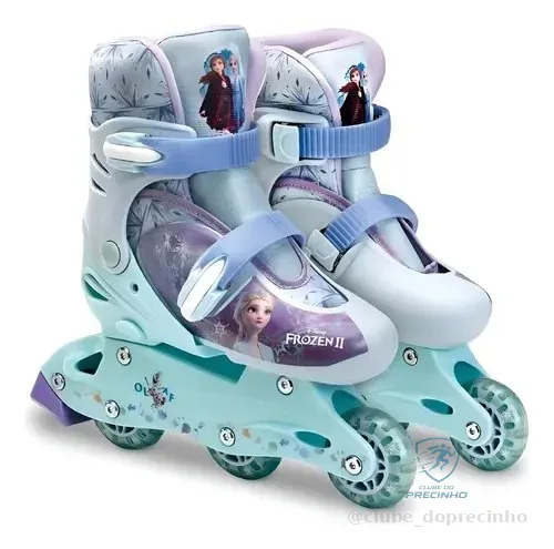Patins Em Linha Fun Disney Frozen 2 Freio T7755-5 M 60 Mm Azul-claro