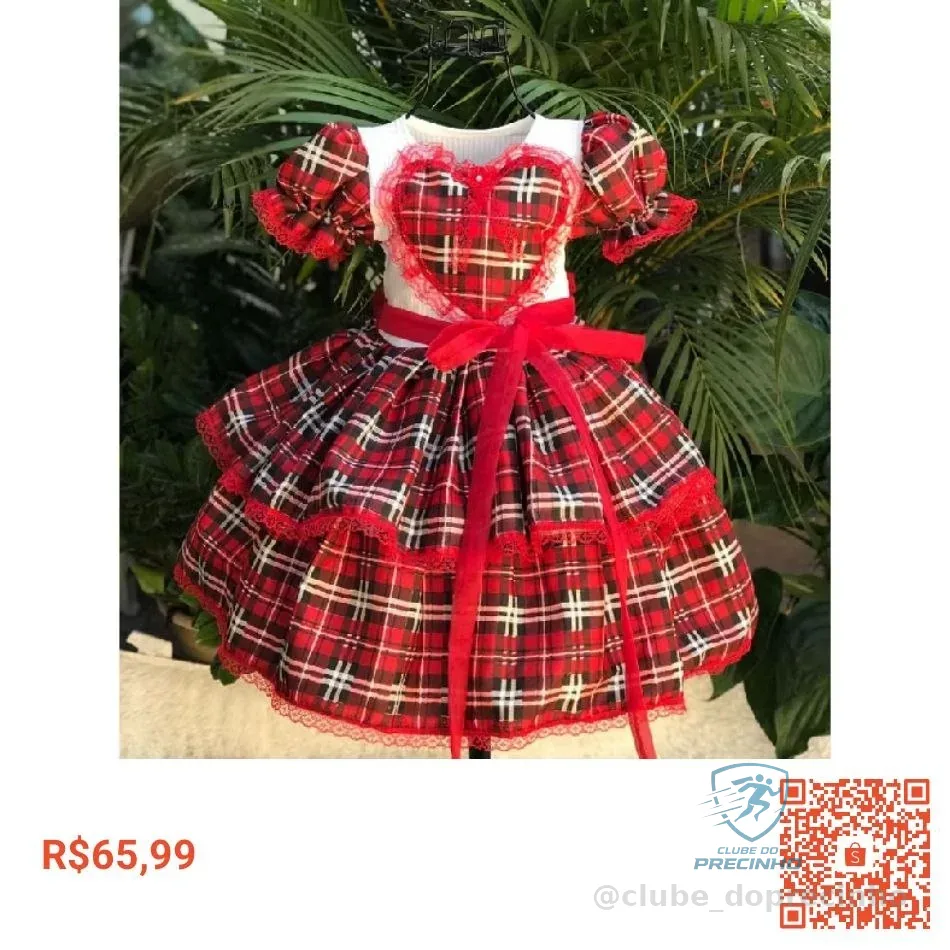vestido de quadrilha infantil xadrez rodado