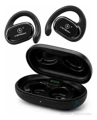 Fone Bluetooth 5.3 Tws Sem Fio Esportivo Gancho Premium Preto