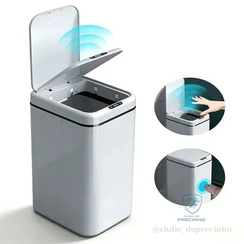 Lixeira Inteligente Automática De 17 Litros Com Sensor Infravermelho Sala De Estar Doméstica Cinza