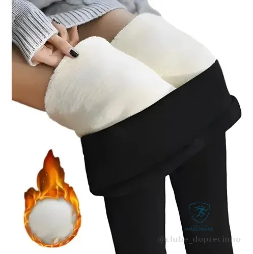 Meia Calça De Lã Térmica Translúcida Pelúcia Forrada Inverno Preto Único