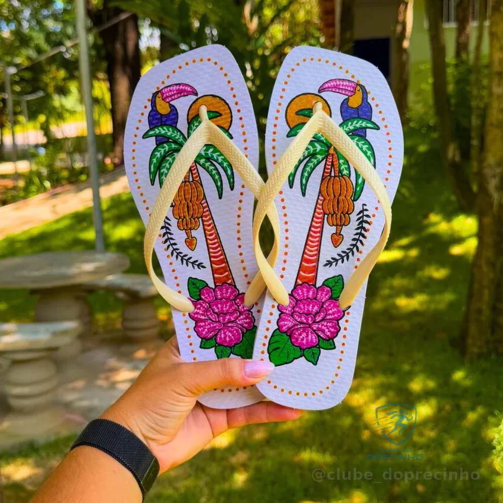 Chinelo Feminino Casual Florais Azulejo Quadrado Confortável Shopee