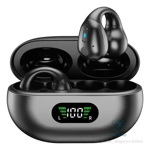 Fone De Ouvido Condução Óssea Jskj Q80 Com Bluetooth 5.3, Aberto E Resistente À Água Preto