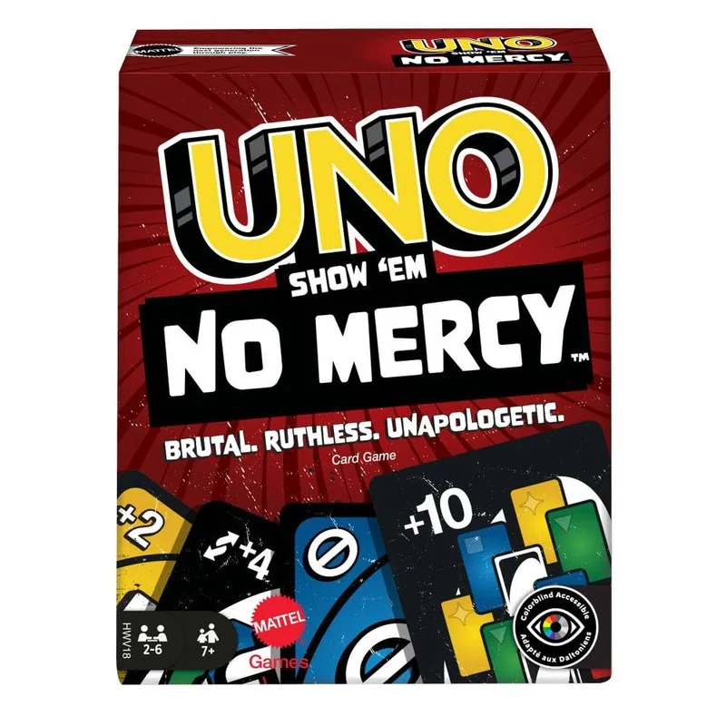 UNO Jogo de Cartas No Mercy para crianças a partir de 7 anos