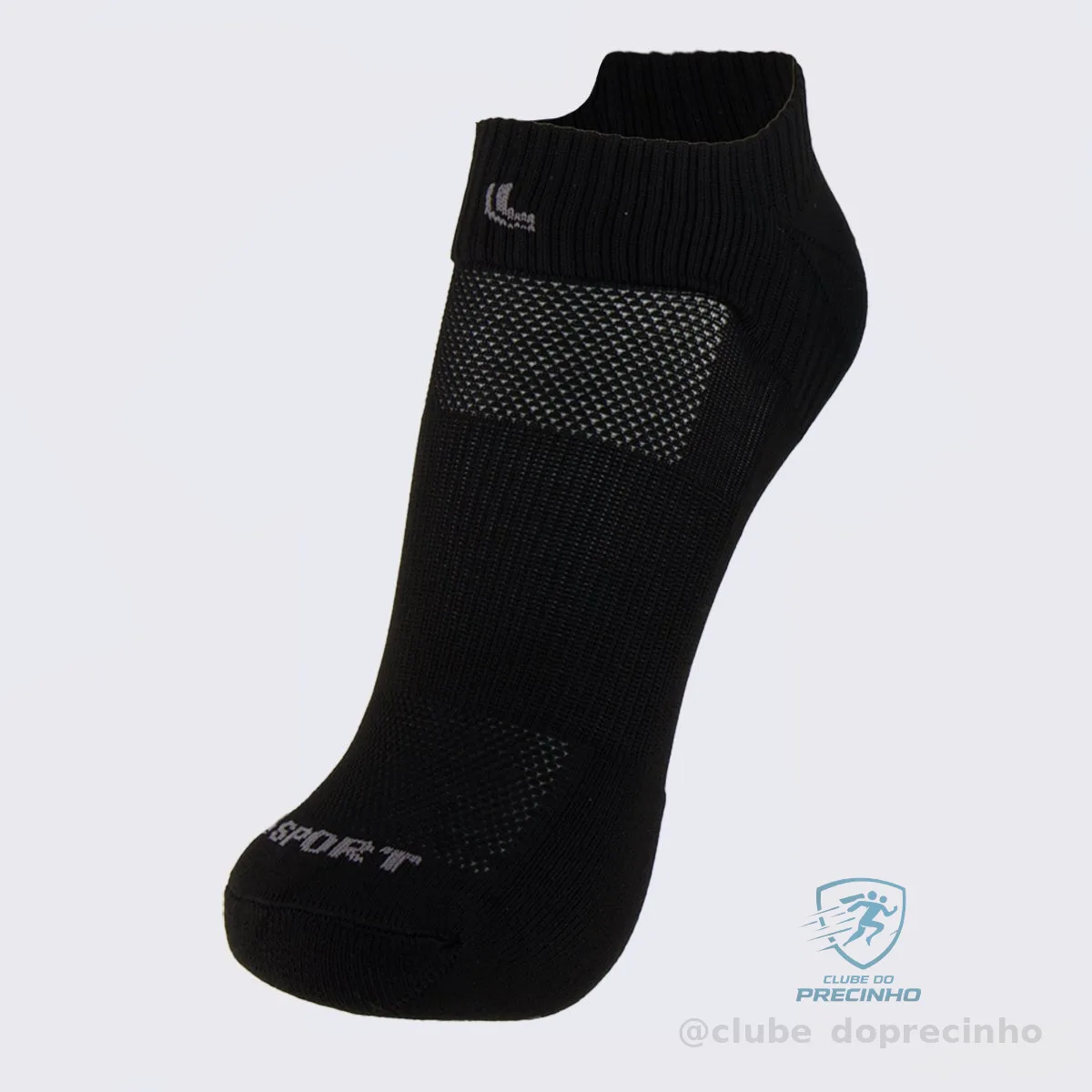 Meia Lupo Cano Baixo Dry Fit Running Logo Preta - FutFanatics