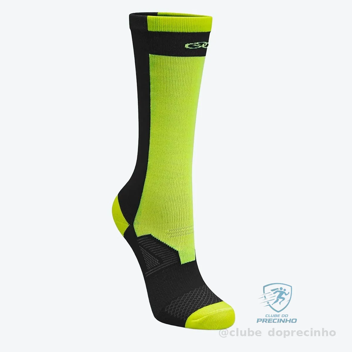 Meia Olympikus Performance BPC Cano Médio Feminina Preta e Verde - FutFanatics