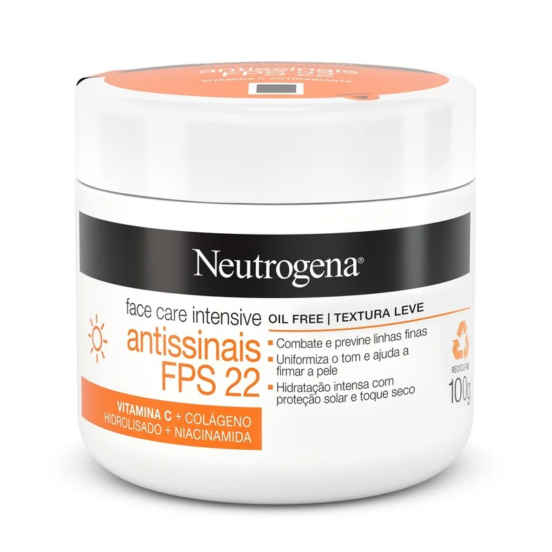Neutrogena Hidratante Facial Antissinais Face Care Intensive FPS 22, 100g