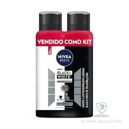 Kit NIVEA Desodorante Aerosol Men Black&White Invisible - 2 unidades