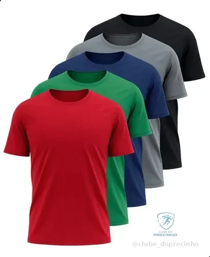 Kit 5 Camisetas Básicas Masculina Dry Fit Lisa Tradicional  Variado 2 M