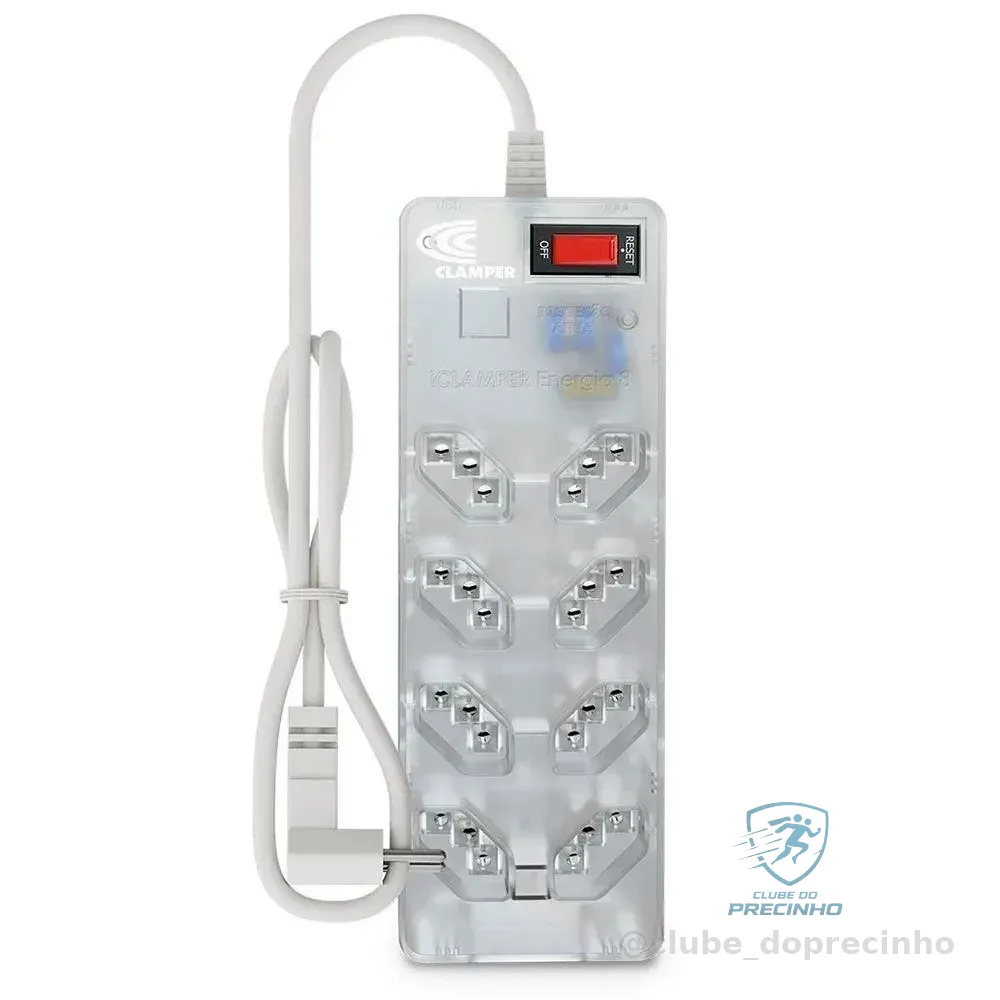 Filtro De Linha Dps Iclamper 8 Tomadas Lcf Transparente