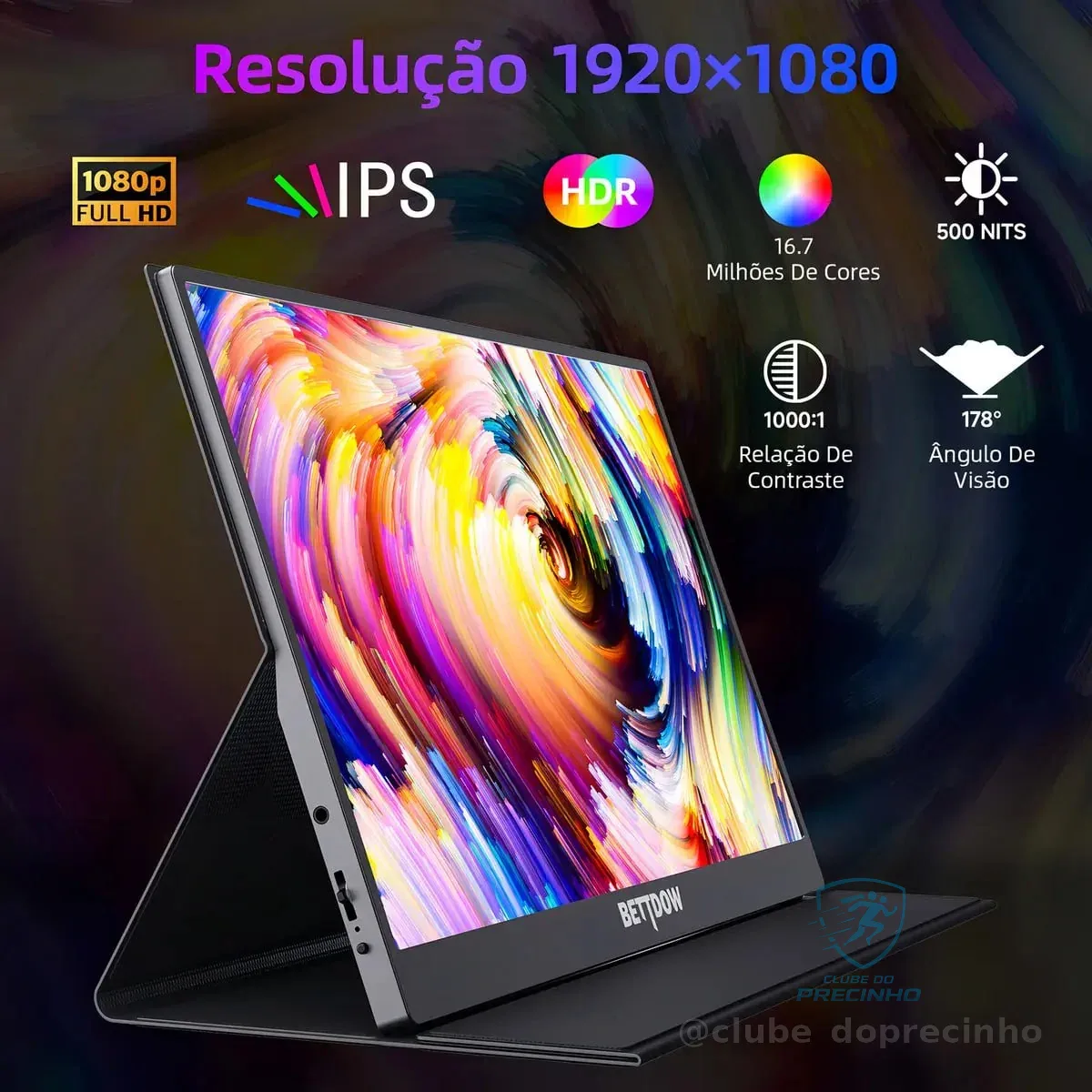 Monitor Portátil Gamer Bettdow de 15.6\" Full HD IPS Antirreflexo com Capa Mercado Livre