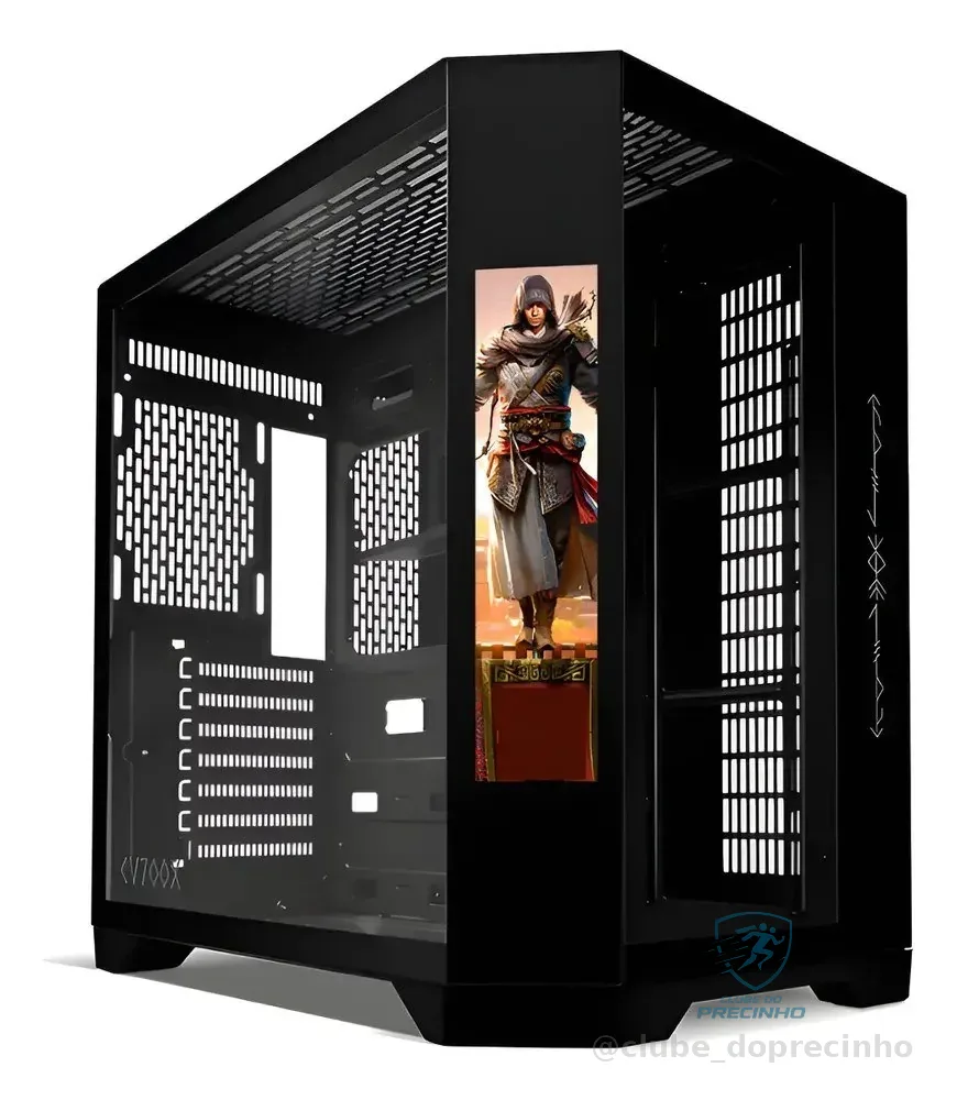 Gabinete Gamer Mancer CV700X M-Tower Tela LCD L Vidro Preto Mercado Livre