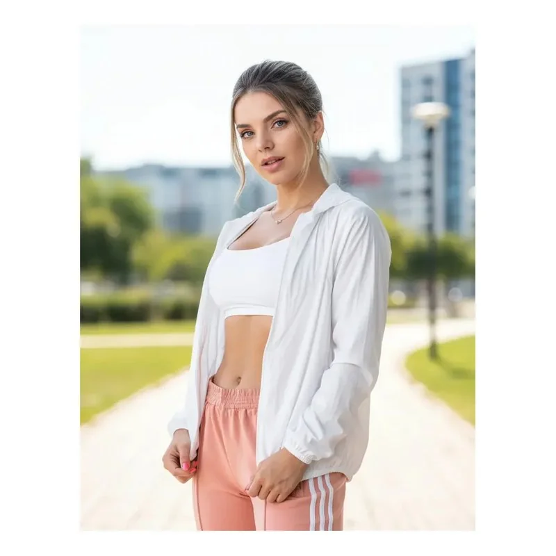 Jaqueta Feminina Iz Corta Vento Ultra Leve Com Capuz 2026 Branco P Lisa