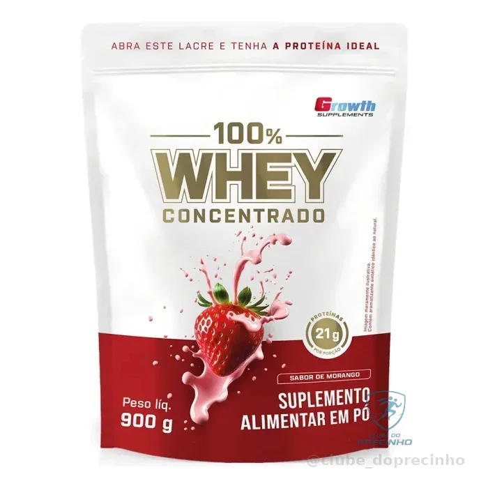 Whey Concentrado 900g Morango Growth Supplements Mercado Livre